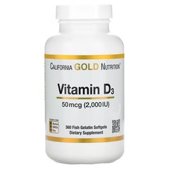 California Gold Nutrition Vitamin D3 50 mcg, 360 рибних капсул