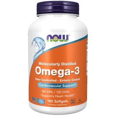 NOW Molecularly Distilled Omega-3, 180 капсул