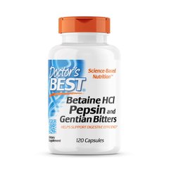 Doctor's Best Betaine HCL Pepsin and Gentian Bitters, 120 капсул
