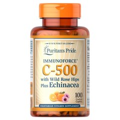 Puritan's Pride Vitamin C-500 mg with Rose Hips & Echinacea, 100 каплет