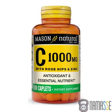Mason Natural Vitamin C 1000 mg with Rose Hips & Zinc, 100 каплет