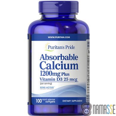 Puritan's Pride Absorbable Calcium with Vitamin D, 100 капсул