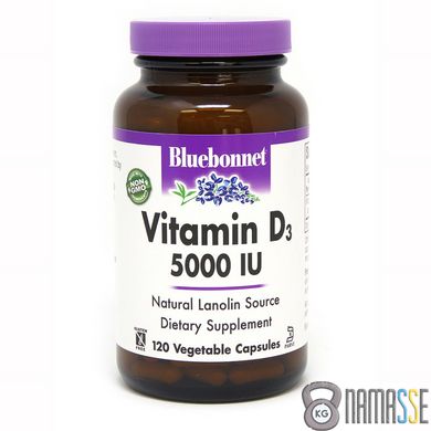 Bluebonnet Nutrition Vitamin D3 5000IU, 120 вегакапсул
