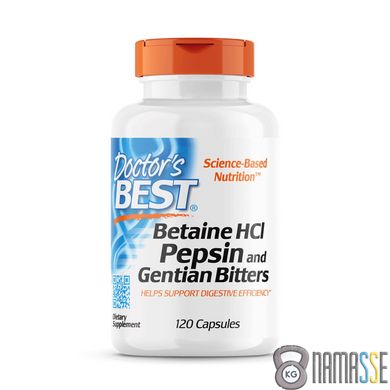 Doctor's Best Betaine HCL Pepsin and Gentian Bitters, 120 капсул