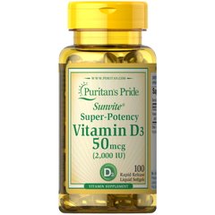 Puritan's Pride Vitamin D3 2000 IU, 100 капсул