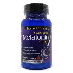 Earth‘s Creation Melatonin 5 mg Sublingual, 60 таблеток Вишня