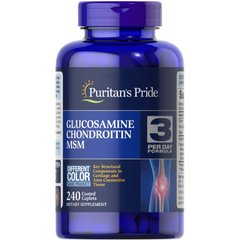 Puritan's Pride Chondroitin Glucosamine MSM 3 Per Day Formula, 240 каплет