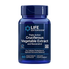 Life Extension Triple Action Cruciferous Vegetable Extract with Resveratrol, 60 вегакапсул