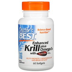 Doctor's Best Enhanced Krill Plus Omega3s with Superba Krill, 60 капсул
