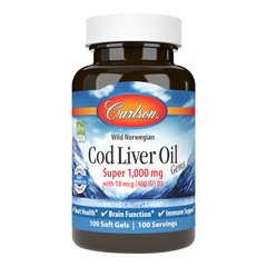 Carlson Labs Cod Liver Oil Gems Super 1000 mg, 100 капсул