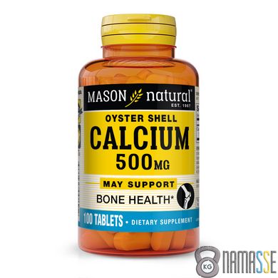 Mason Natural Calcium 500 mg Oyster Shell, 100 капсул