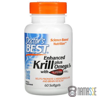 Doctor's Best Enhanced Krill Plus Omega3s with Superba Krill, 60 капсул