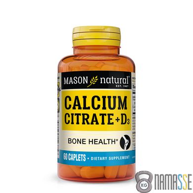 Mason Natural Calcium Citrate Plus Vitamin D3, 60 каплет