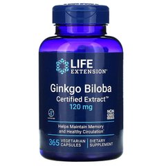 Life Extension Ginkgo Biloba Certified Extract 120 mg, 365 вегакапсул