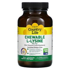 Country Life Chewable L-Lysine, 60 жувальних таблеток