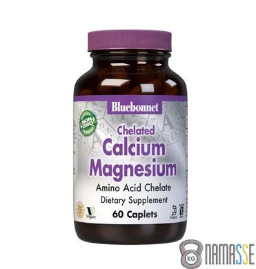 Bluebonnet Albion Chelated Calcium Magnesium, 60 каплет