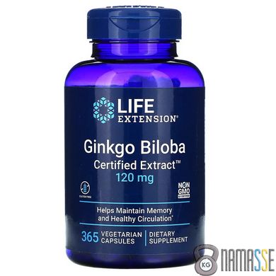 Life Extension Ginkgo Biloba Certified Extract 120 mg, 365 вегакапсул