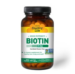 Country Life High Potency Biotin 5 mg, 60 капсул