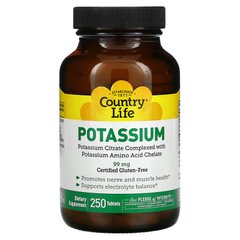 Country Life Potassium 99 mg, 250 таблеток