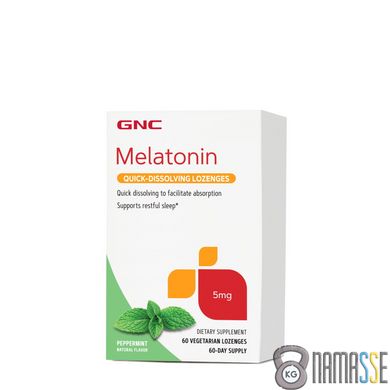 GNC Melatonin 5 mg Quick Dissolving, 60 льодяників - перцева м'ята