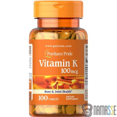 Puritan's Pride Vitamin K 100 mcg, 100 таблеток