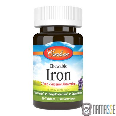 Carlson Labs Chewable Iron 27 mg, 30 таблеток