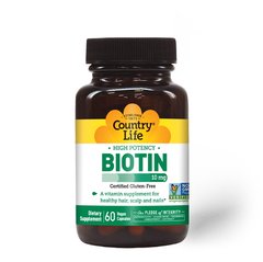 Country Life High Potency Biotin 10 mg, 60 капсул
