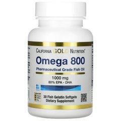 California Gold Nutrition Omega 800, 30 рибних капсул