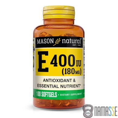 Mason Natural Vitamin E 400 IU, 100 капсул