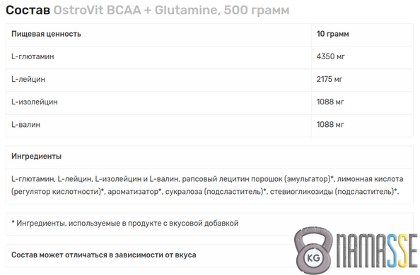 OstroVit BCAA + Glutamine, 500 грам Апельсин