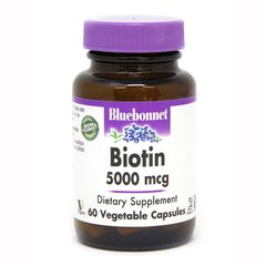Bluebonnet Nutrition Biotin 5000 mg, 60 вегакапсул