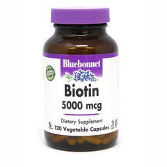 Bluebonnet Nutrition Biotin 5000 mg, 120 вегакапсул