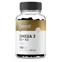 OstroVit Omega 3 D3+K2, 180 капсул