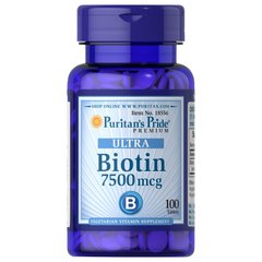 Puritan's Pride Biotin 7500mcg, 100 таблеток
