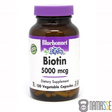 Bluebonnet Nutrition Biotin 5000 mg, 120 вегакапсул