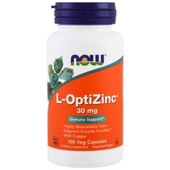 NOW L-OptiZinc 30 mg, 100 вегакапсул