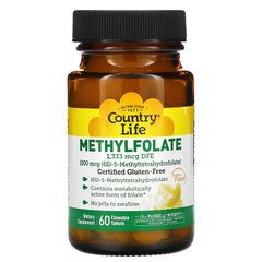Country Life Methylfolate 800 mcg, 60 жувальних таблеток Апельсин