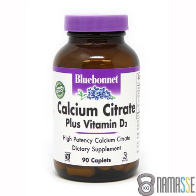 Bluebonnet Nutrition Calcium Citrate plus Vitamin D3, 90 каплет