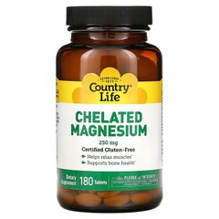 Country Life Chelated Magnesium 250 mg, 180 таблеток