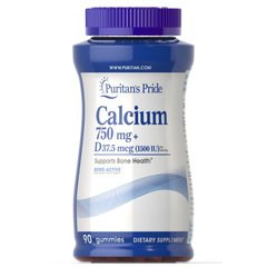 Puritan's Pride Calcium 750 mg + Vitamin D, 90 желеєк