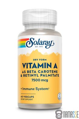 Solaray Vitamin A 7600 mcg Dry Form, 60 вегакапсул
