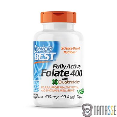 Doctor's Best Fully Active Folate 400 mcg, 90 вегакапсул