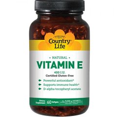 Country Life Natural Vitamin E, 60 капсул