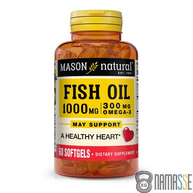 Mason Natural Fish Oil 1000 mg Omega 300 mg, 60 капсул