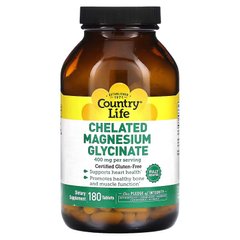 Country Life Chelated Magnesium Glycinate 400 mg, 180 таблеток