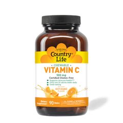 Country Life Vitamin C 500 mg, 90 жувальних таблеток Апельсин