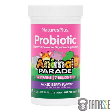 Natures Plus Animal Parade Probiotic, 30 жувальних таблеток Ягоди