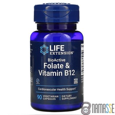 Life Extension BioActive Folate & Vitamin B12, 90 вегакапсул