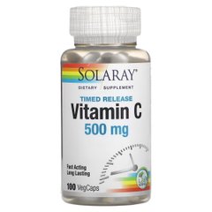 Solaray Vitamin C 500 mg Tamed Release, 100 вегакапсул