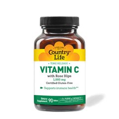 Country Life Time Release Vitamin C with Rose Hips, 90 таблеток